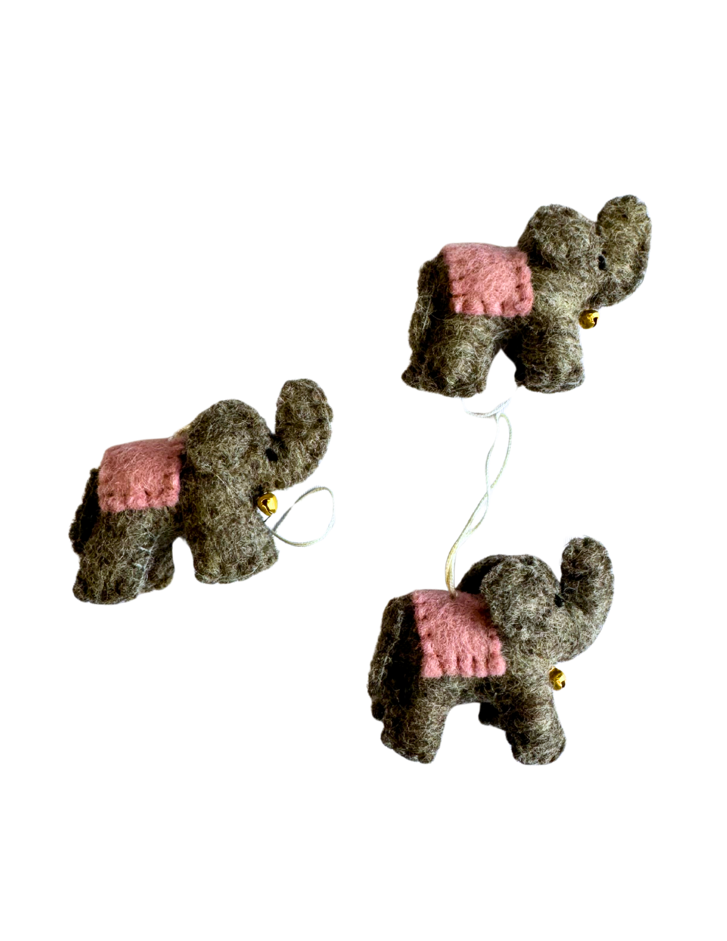 DC Felt Wool Elephant Ornament (set of 3)