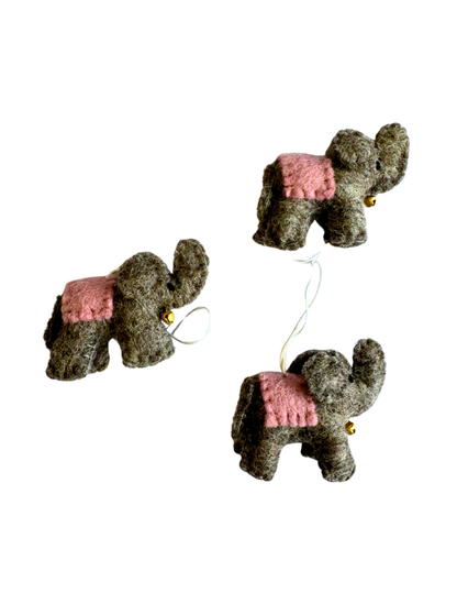 DC Felt Wool Elephant Ornament (set of 3)