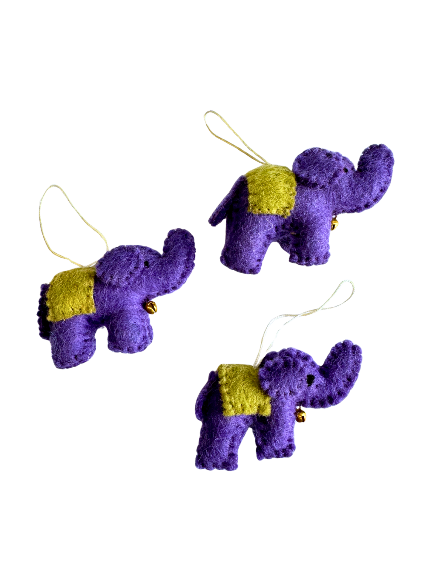 DC Felt Wool Elephant Ornament (set of 3)