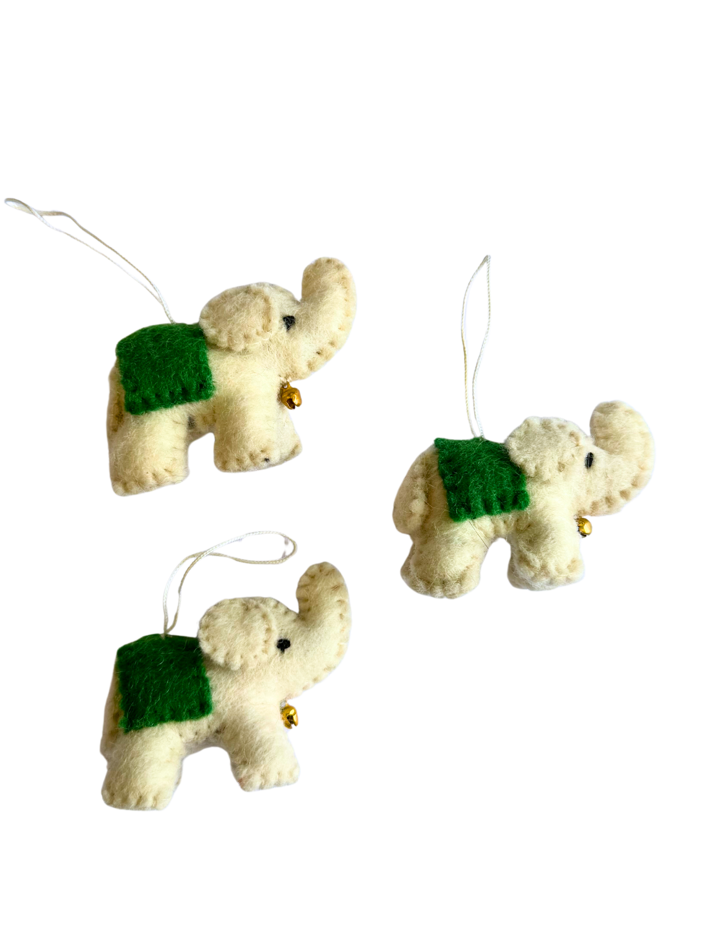 DC Felt Wool Elephant Ornament (set of 3)