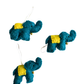 DC Felt Wool Elephant Ornament (set of 3)