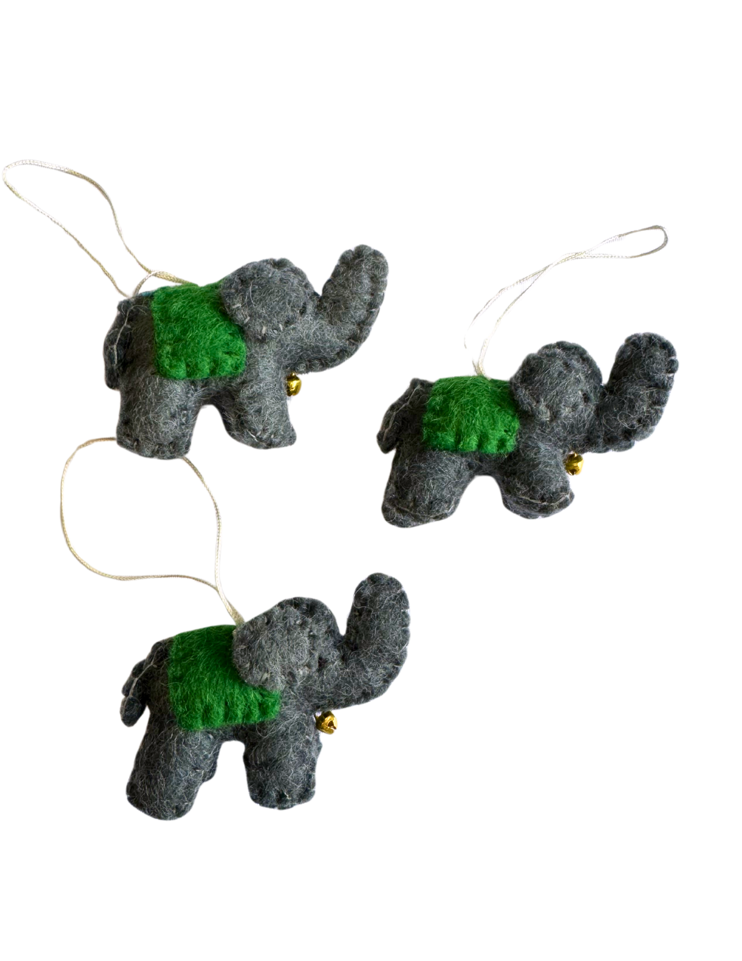 DC Felt Wool Elephant Ornament (set of 3)