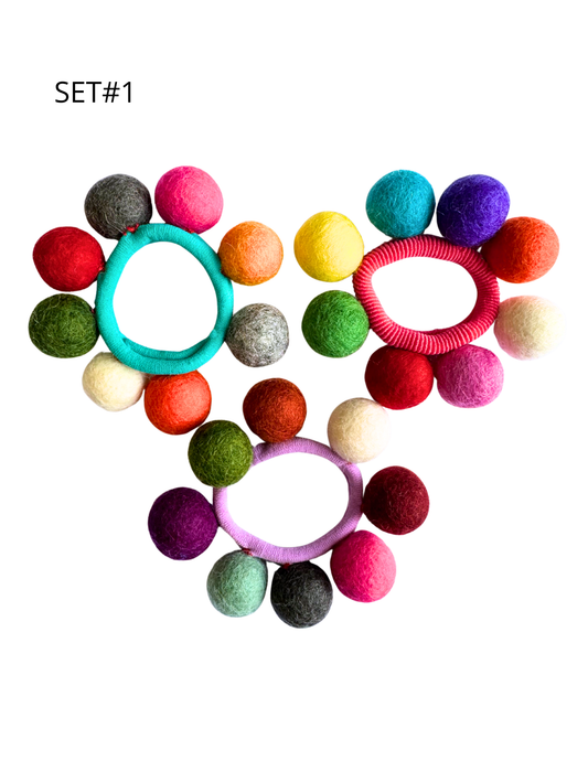DC Felt Ball Hair Tie (set of 3)