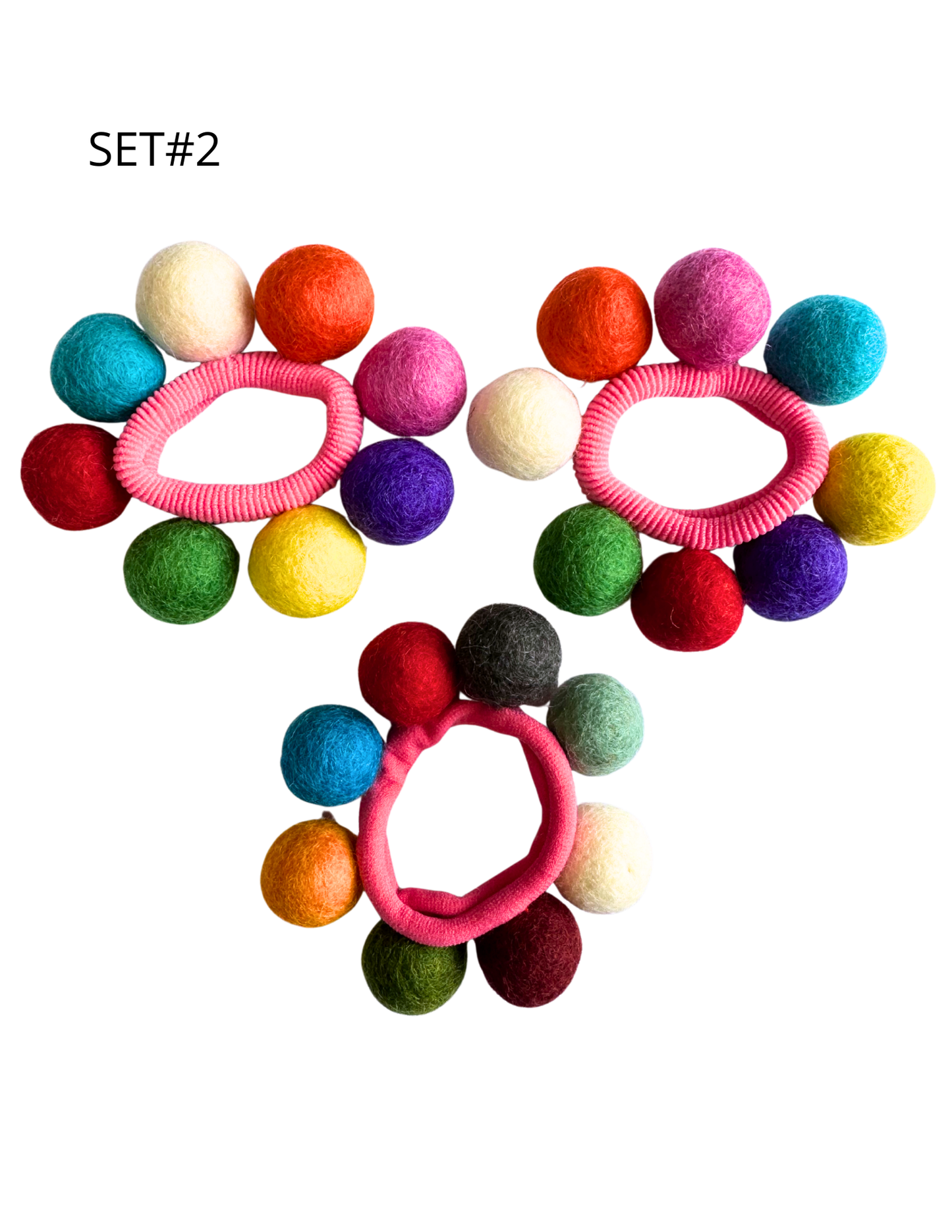 DC Felt Flower Hair Tie (set of 3)