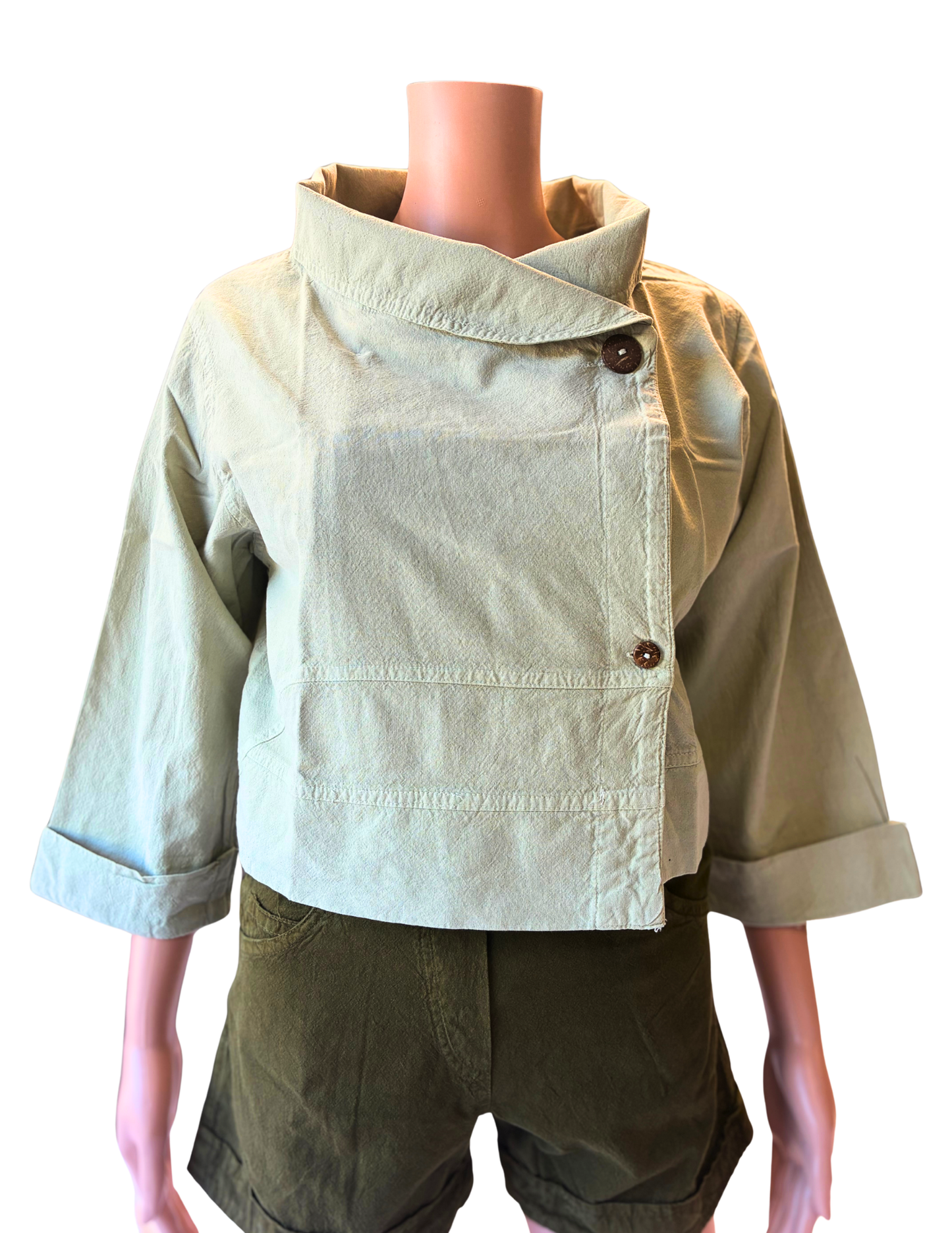 Pokhara Cropped Swing Jacket - Sage