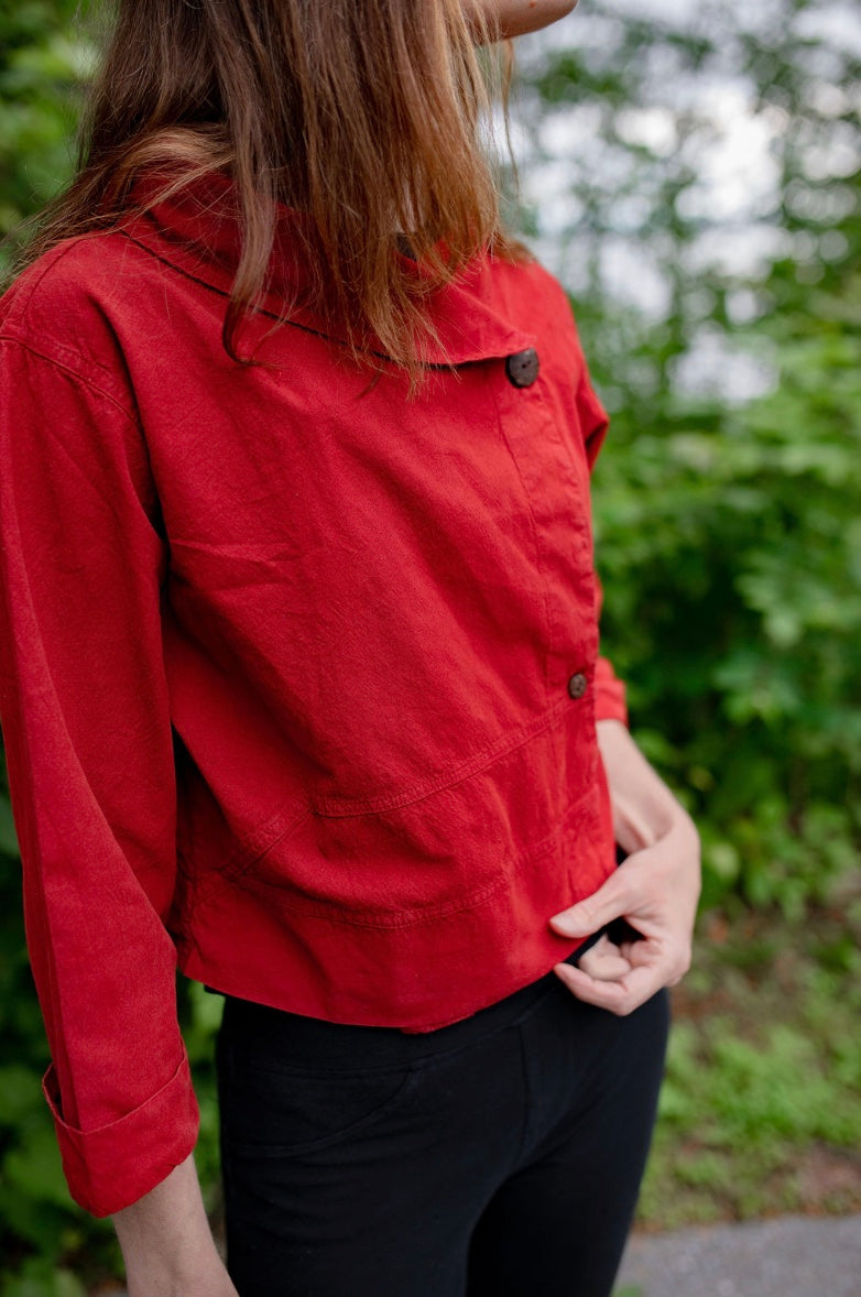 Pokhara Cropped Swing Jacket - Chili