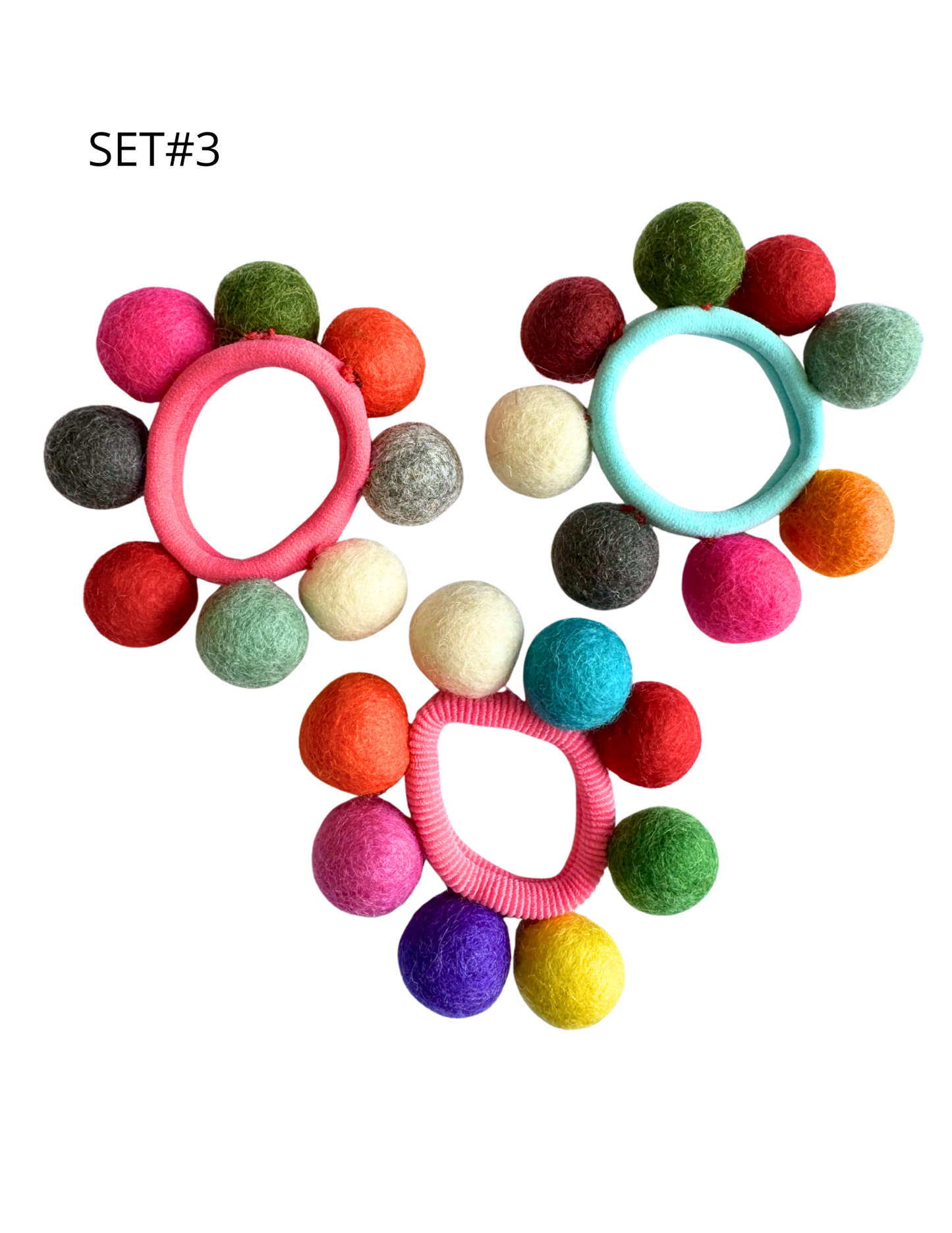 DC Felt Flower Hair Tie (set of 3)